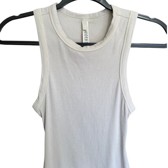 Skims Tank Mini Dress Ribbed Knit Sleeveless Scoop Neckline Beige Size Small - Picture 3 of 11